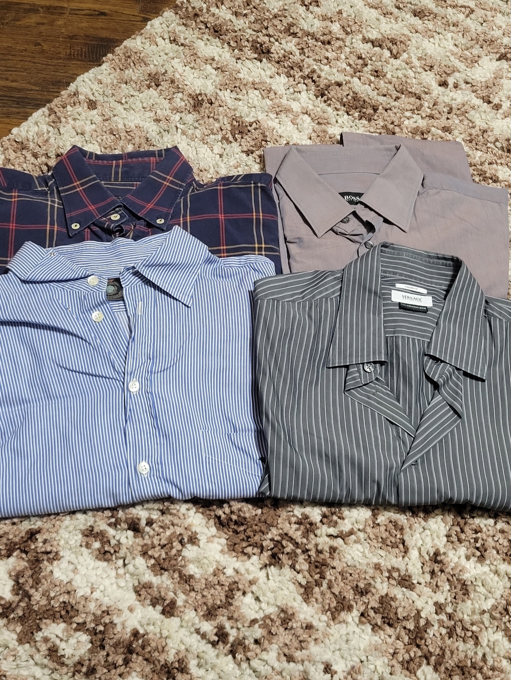 Men Long Sleeve Dress Shirt Versace Hugo Boss Emporio Armani Paul Shark 41 16